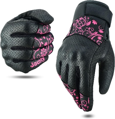 Gants de moto noirs et roses pour femme