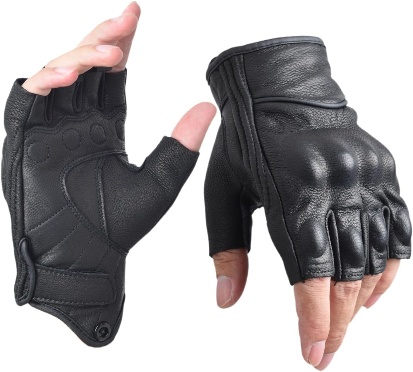Gants de moto en cuir sans doigts