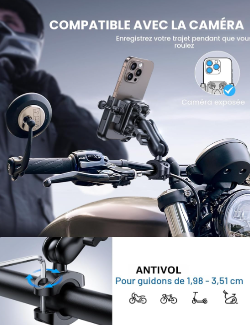 Support téléphone moto Lamicall