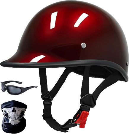 Demi-casque moto avec visière et lunettes