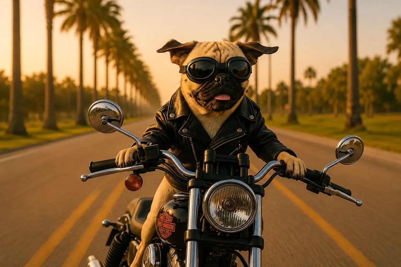 Harley Bikers Dog à moto — destinations Québec, Canada et États-Unis