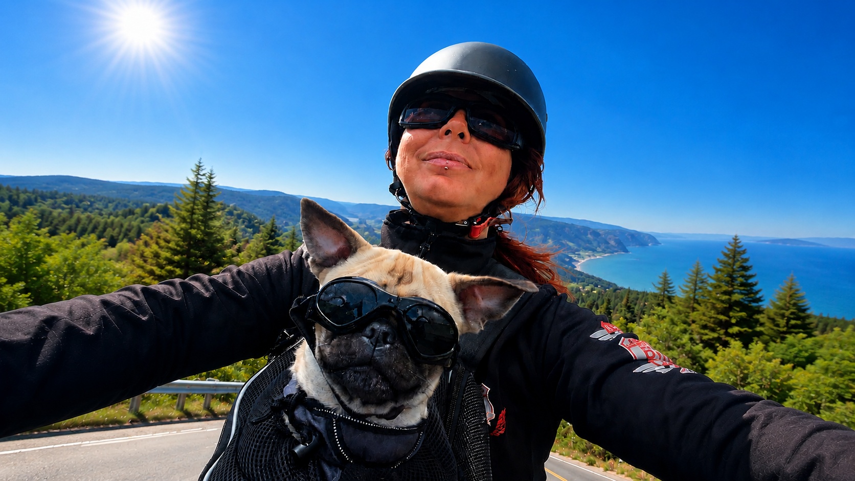 Patricia avec Harley Bikers Dog à Charlevoix